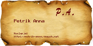 Petrik Anna névjegykártya